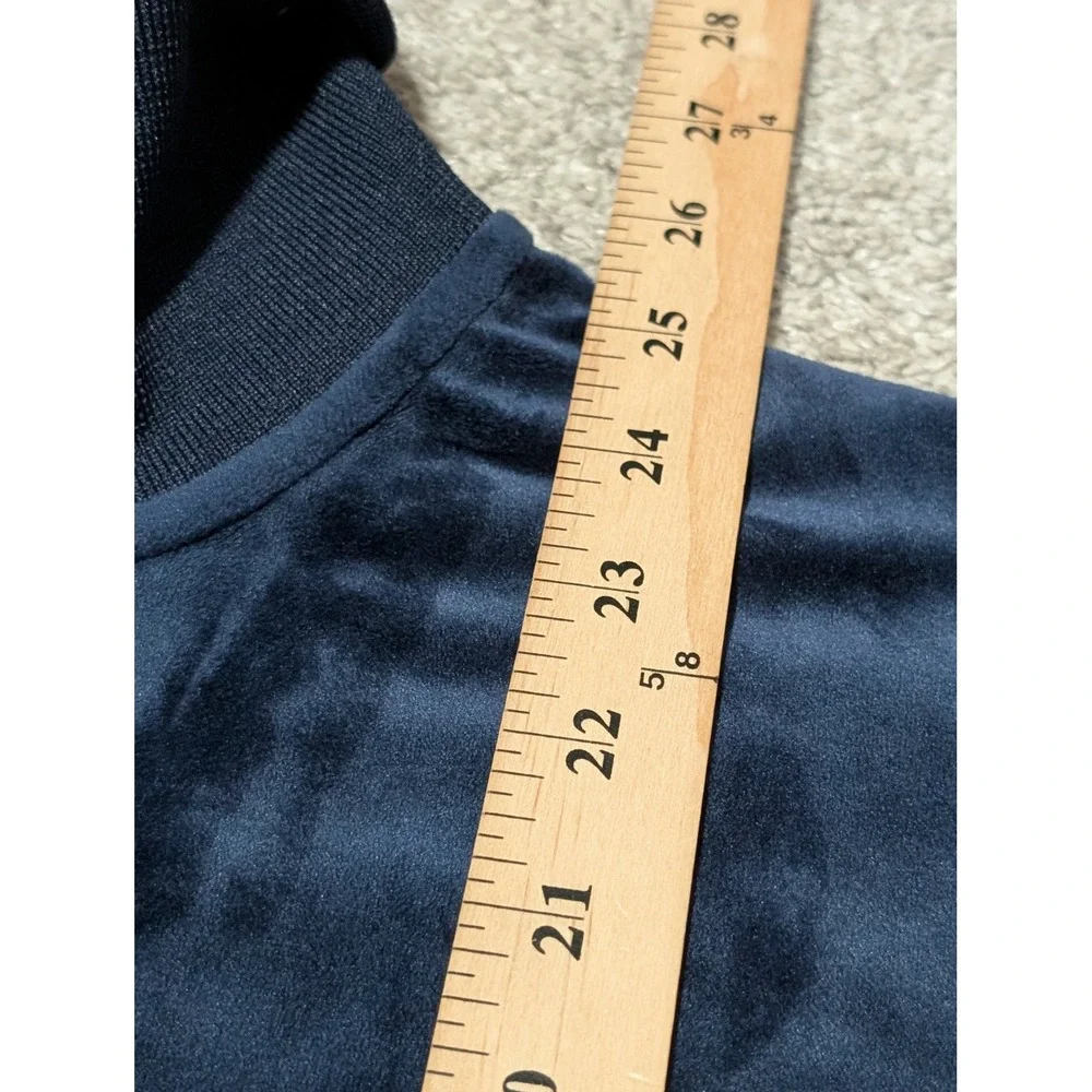 True Religion Track Jacket Mens S Navy World Tour Velour Zip Up Striped Ribbed